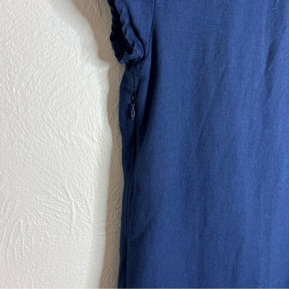 Vineyard Vines Navy Embroidered Dress Pink Geometric Cotton Linen Blend Size 4 - Picture 5 of 14